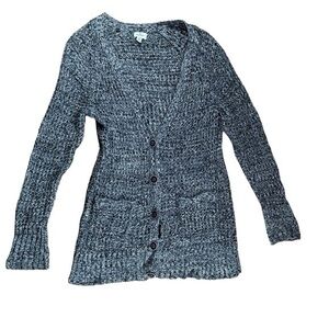 American Eagle Outfitters Gray and Black Cardigan with Chunky Knit